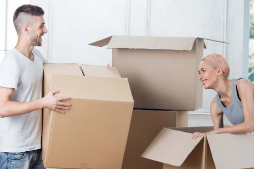 Careful loading of business equipment during a commercial move